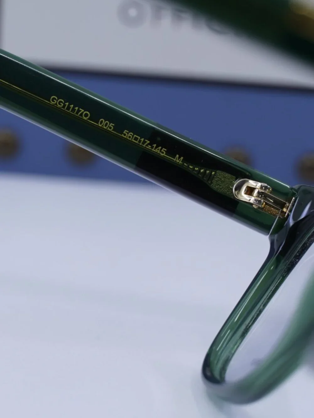 Gucci GG1117O 005 Square Eyeglasses - Transparent Green 56mm